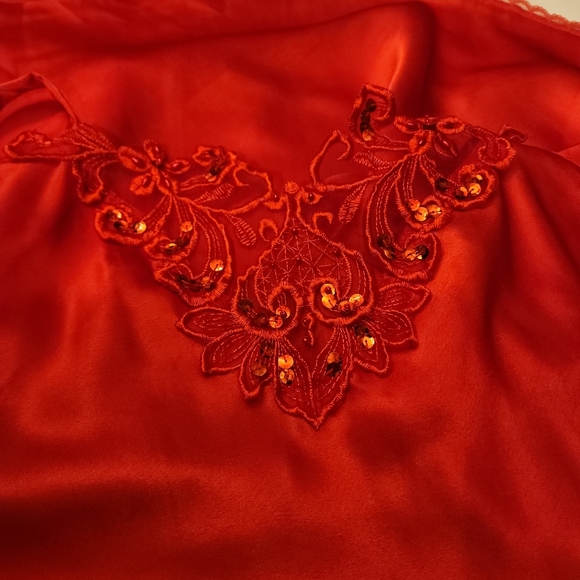 Perfectform Vintage Camisole Red Lace Sequin Size 2X Burlesque Femme Fatale 80s❥ - Picture 9 of 9